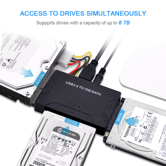 "Effortlessly Connect and Transfer Data with Our High-Speed SATA to USB 3.0 IDE Adapter - Perfect for 2.5" and 3.5" Hard Disk Drives and Ssds!"